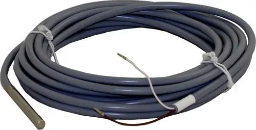 Wolf Kabelfühler mit grauem Kabel, wobei ein Ende mit einem Messfühler ausgestattet ist und zwei Anschlussdrähte sichtbar sind.